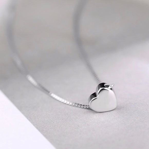 Silver Heart Necklace 925 Stamped Sterling Silver - Picture 4 of 5